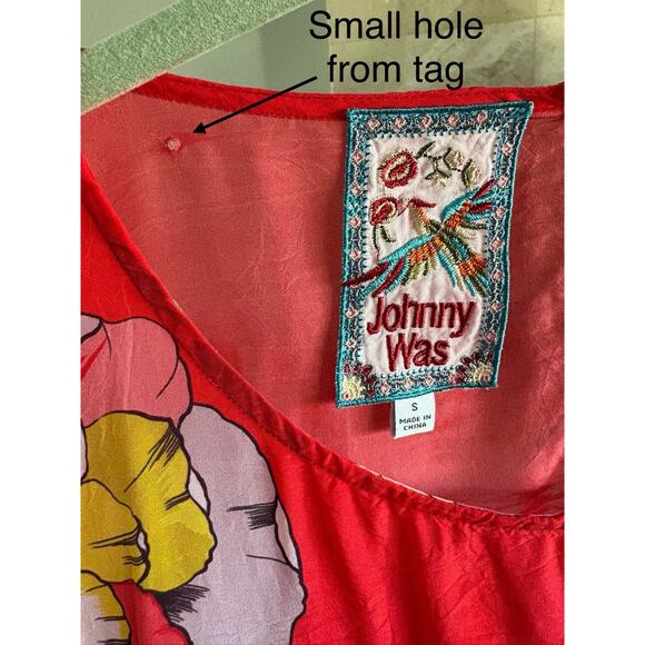 Johnny Was Passion Flower Eloise Top Small Red Embroidered Sheer Oversized Boho - Picture 4 of 15